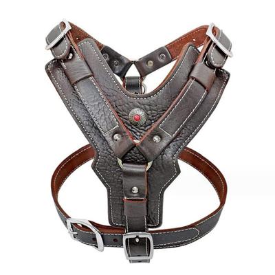 genuine leather dog harness