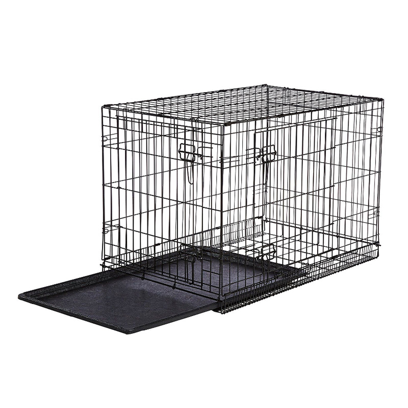 Cage pour chien pliante en métal avec double porte