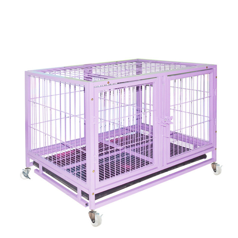 Cage pour chien pliante en métal avec roue