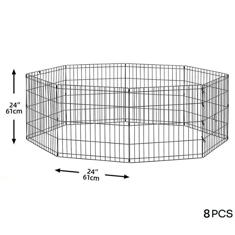 Stylo d'exercice pour chien en métal noir pliable et portable de 24 pouces sans porte