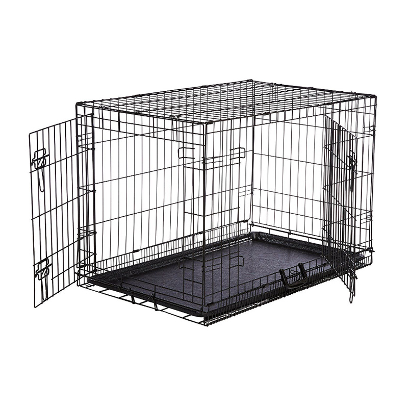 Cage en treillis métallique pliable pour chien avec double porte