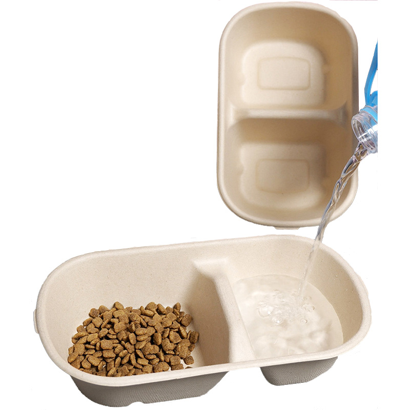 Bols d'alimentation jetables pour animaux de compagnie 2 en 1, vente en gros, 33oz